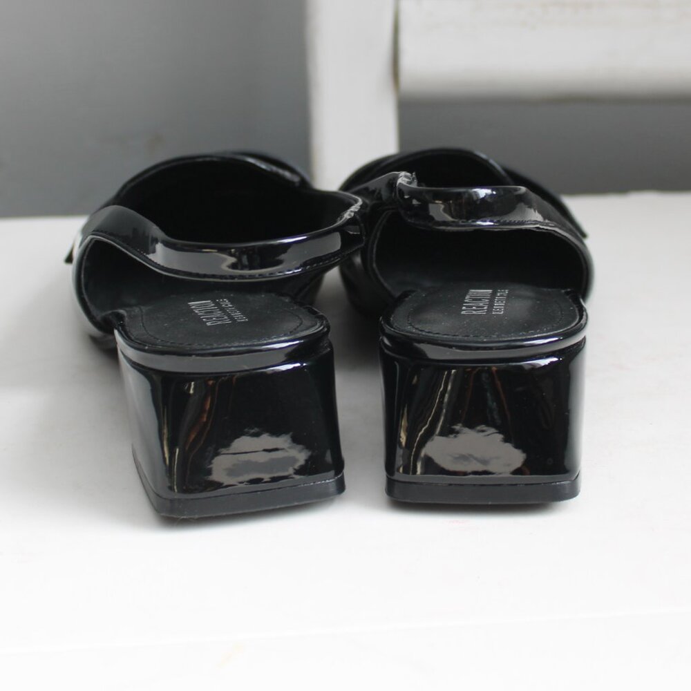 Kenneth Cole Reaction Womens Black Patent Lewis Sling Loafer Block Heels Size 9 - Picture 3 of 8